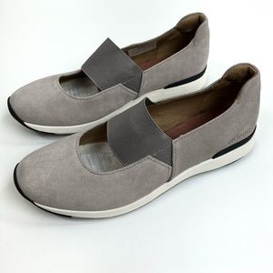 Vionic Womens 9 Cadee Suede Mary Jane Flat Slip On Comfort Shoe Gray NO INSOLES